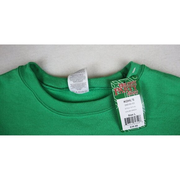 CHRISTMAS - SANTA CLAUS - MEN'S GREEN PULLOVER HOLIDAY SWEATSHIRT - SIZE L - NWT - Picture 4 of 5